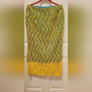 Neobantu Embroidered Lace Midi Skirt-Size 8 Excellent Condition